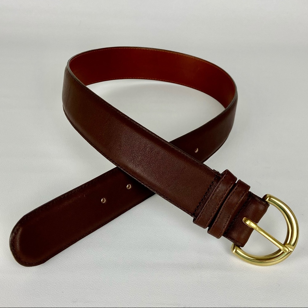 Vtg Coach Mahogany 8500 Leather Belt Brass Small